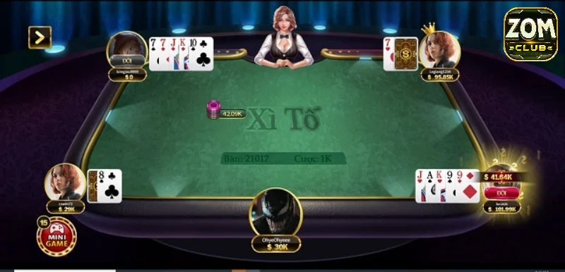 Các hành động trong mỗi vòng cược Xì tố Zomclub